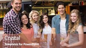  Presentation with together - Audience pleasing PPT theme consisting of casual drinking - young friends having a drink backdrop and a  colored foreground