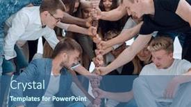  Presentation with casual young people - Cool new theme with casual-group-of-young-people backdrop and a ocean colored foreground