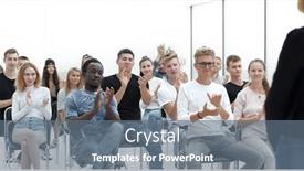  Presentation with casual young people - Presentation design with casual-group-of-young-people background and a gray colored foreground