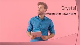  Presentation with tab - Colorful theme enhanced with casual-guy-in-denim-shirt backdrop and a coral colored foreground