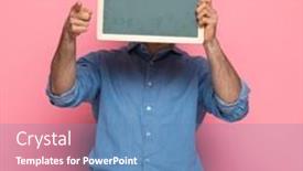  Presentation with denim - Presentation enhanced with casual-guy-in-denim-shirt background and a teal colored foreground