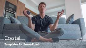  Presentation with carpet - Presentation theme enhanced with casual-guy-sitting-in-lotus background and a gray colored foreground