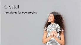  Presentation with holding hands - Slide set consisting of casual holding fan of 100 background and a light gray colored foreground