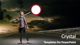  Presentation with stop - Slide set having casual holding stop sign background and a tawny brown colored foreground