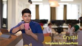  Presentation with business casual - Slide set having casual-indian-business-man-taking background and a tawny brown colored foreground