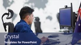  Presentation with business casual - PPT theme having casual-indian-business-man-working background and a navy blue colored foreground