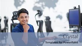  Presentation with business casual - Audience pleasing slide set consisting of casual-indian-business-man-working backdrop and a teal colored foreground