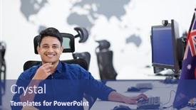  Presentation with business casual - Presentation design featuring casual-indian-business-man-working background and a ocean colored foreground