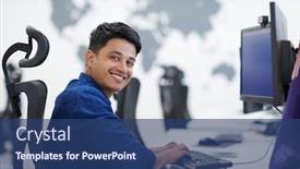  Presentation with business casual - Slide set enhanced with casual-indian-business-man-working background and a ocean colored foreground