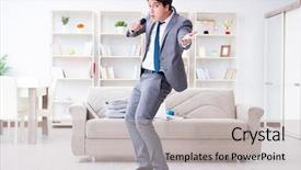  Presentation with celebrate office success - PPT theme having casual leave - drunk businessman celebrating background and a  colored foreground