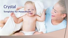  Presentation with mother baby - Cool new slide deck with casual leave - mother playing with her baby backdrop and a  colored foreground