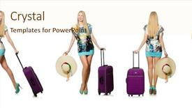  Presentation with luggage - Amazing presentation theme having casual leave - travel vacation concept with luggage backdrop and a  colored foreground