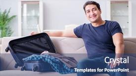  Presentation with summer - Beautiful presentation theme featuring casual leave - young man preparing packing backdrop and a  colored foreground