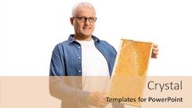  Presentation with honeycomb - Slide set enhanced with casual-man-holding-a-honeycomb background and a coral colored foreground