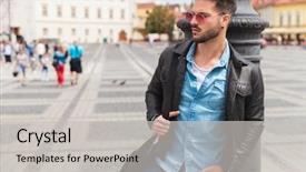  Presentation with walled city lahore - Slides enhanced with casual man in the city background and a light gray colored foreground