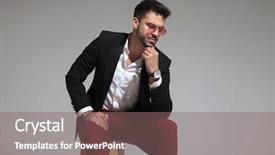  Presentation with smart light - Colorful slide deck enhanced with casual man sitting wearing red backdrop and a gray colored foreground