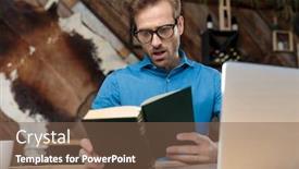  Presentation with book glasses - Beautiful theme featuring casual-man-wearing-glasses-sitting backdrop and a violet colored foreground