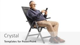  Presentation with mature students sitting at desks - Slide set with casual-mature-man-sitting background and a white colored foreground