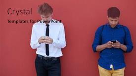 Presentation with business pink - Beautiful presentation theme featuring casual-multiethnic-startup-business-men backdrop and a red colored foreground