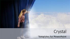  Presentation with blue curtain - PPT layouts consisting of theater free - young woman in casual opening background and a lemonade colored foreground