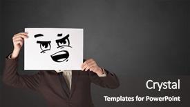  Presentation with older person holding pills - Audience pleasing slides consisting of casual person holding a paper backdrop and a dark gray colored foreground