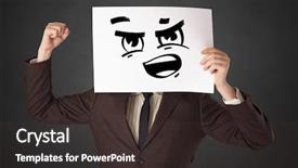  Presentation with funny - Cool new slides with casual person holding a paper backdrop and a dark gray colored foreground