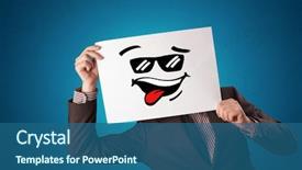  Presentation with cool - Presentation theme having casual person holding a paper background and a ocean colored foreground