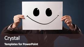  Presentation with character - Amazing presentation theme having casual person holding a paper backdrop and a tawny brown colored foreground