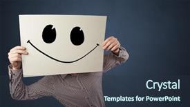  Presentation with character - Beautiful presentation design featuring casual person holding a paper backdrop and a tawny brown colored foreground