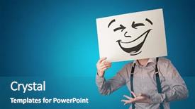  Presentation with cool - Colorful presentation design enhanced with casual person holding a paper backdrop and a teal colored foreground