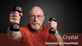  Presentation with old man - Presentation design enhanced with casual-portrait-of-old-bearded background and a tawny brown colored foreground