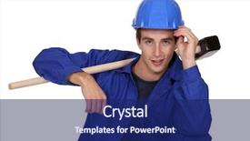  Presentation with law case judge hammer - Audience pleasing PPT theme consisting of casual posing with sledge hammer backdrop and a  colored foreground