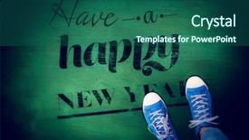  Presentation with green condominium - Theme enhanced with casual shoes against green chalkboard background and a  colored foreground