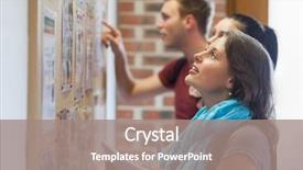  Presentation with college students - Beautiful presentation featuring casual students looking notice board college backdrop and a gray colored foreground