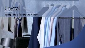  Presentation with clothing wooden clothes hanger object - Amazing slides having attire - casual stylish male clothes backdrop and a teal colored foreground