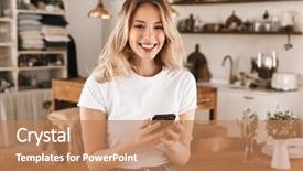  Presentation with mobile home - Slide deck with casual t-shirt using mobile background and a coral colored foreground