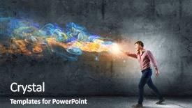  Presentation with magic ball - Slides featuring casual throwing magic fire ball background and a dark gray colored foreground