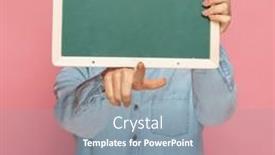  Presentation with pink green - Presentation featuring casual-woman-hiding-her-face background and a light blue colored foreground