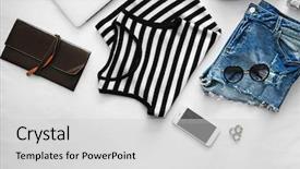  Presentation with clothing - Slide deck featuring casual women clothing set background and a light gray colored foreground