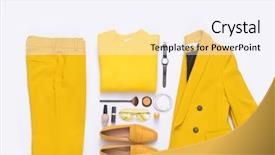  Presentation with fashion accessories - Presentation design consisting of casual yellow clothes with accessories background and a sky blue colored foreground