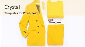  Presentation with fashion accessories - Cool new slide deck with casual yellow clothes with accessories backdrop and a yellow colored foreground