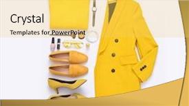  Presentation with fashion accessories - PPT theme enhanced with casual yellow clothes with accessories background and a yellow colored foreground
