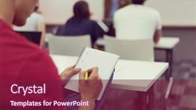  Presentation with taking notes - Cool new PPT theme with casual young businessman on seminar backdrop and a violet colored foreground