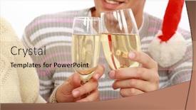  Presentation with couple in christ - Slide set with casual young couple clinking glasses with champange isolated background and a soft green colored foreground