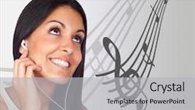  Presentation with music score - Audience pleasing presentation design consisting of casual young girl listening music backdrop and a  colored foreground