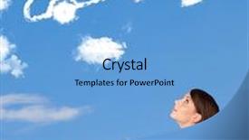  Presentation with blue sky - Colorful PPT theme enhanced with casual young girl looking at car cloud on a blue sky backdrop and a light blue colored foreground