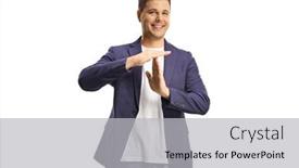  Presentation with time - Slides with casual-young-man-gesturing-time background and a light gray colored foreground