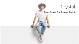  Presentation with curly hair - Slide set featuring casual-young-man-with-curly background and a  colored foreground