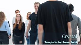  Presentation with casual young people - Audience pleasing PPT layouts consisting of casual-young-people-striding-towards backdrop and a wine colored foreground