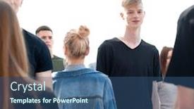  Presentation with casual young people - Theme enhanced with casual-young-people-walk-past background and a ocean colored foreground